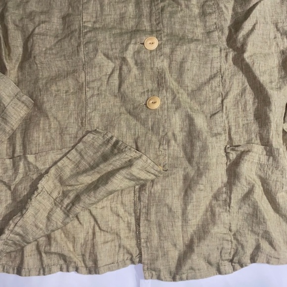 NWT Flax 100% Linen Comfy Button Down Low Pockets Shirt - Picture 11 of 12